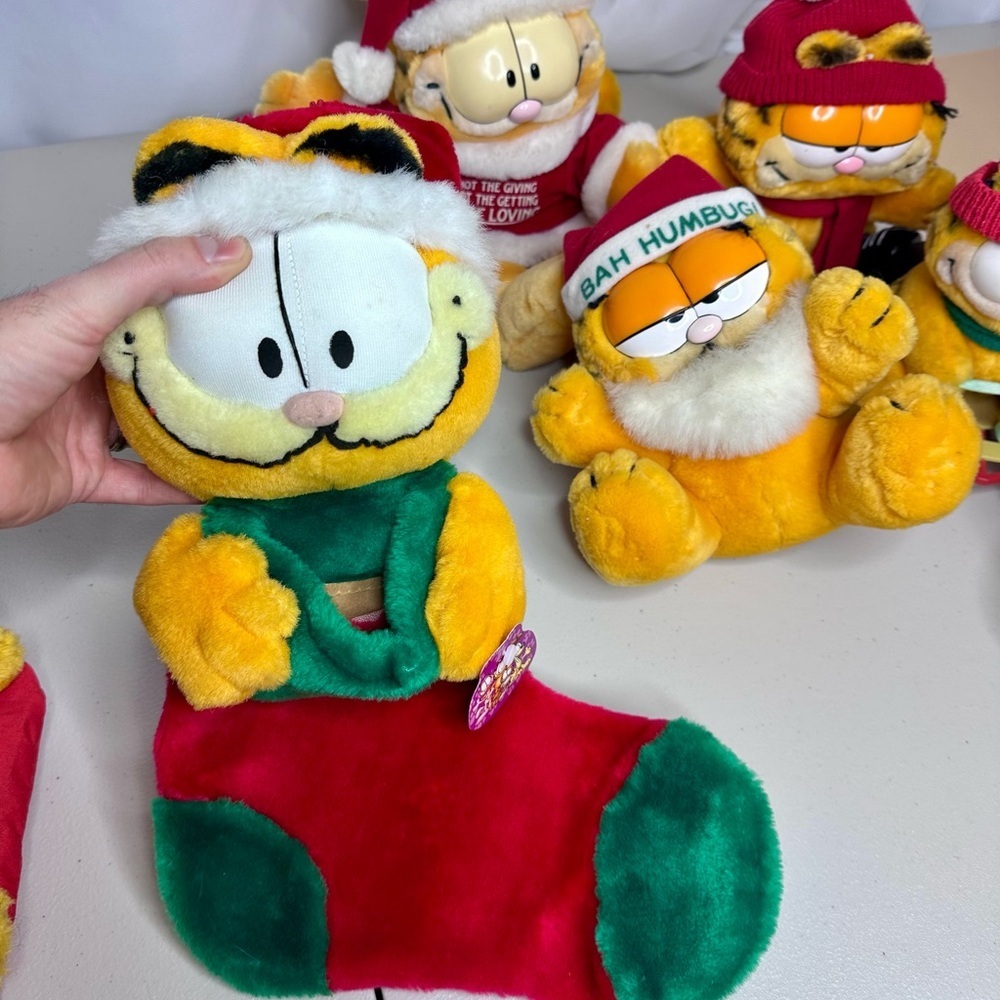 Lot of 8 Vintage Garfield Christmas Plush 1978+ Dakin - Picture 3 of 14